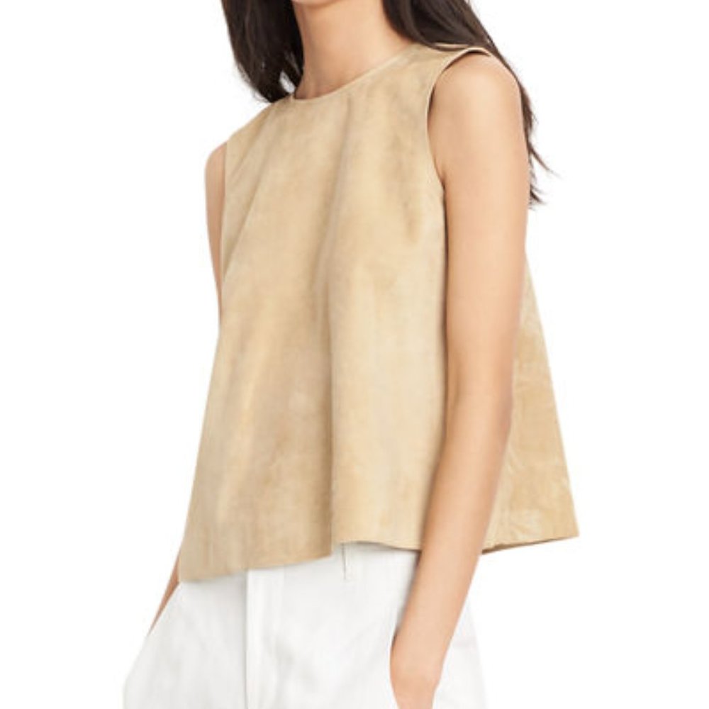 Vince Suede Sleeveless Shell Crop Top